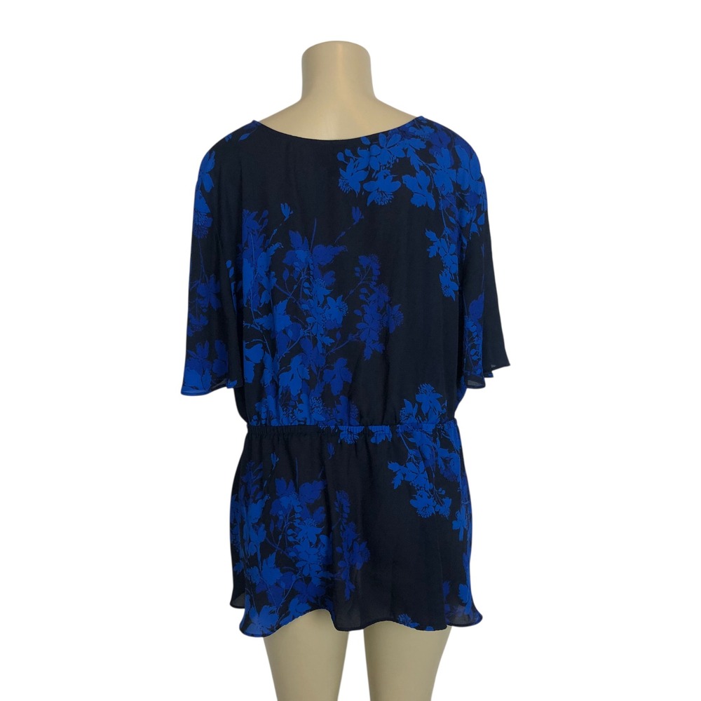 Worthington Floral Print Surplice Kimono Top Blouse Size 2X Faux Wrap V-Neck - Picture 5 of 9